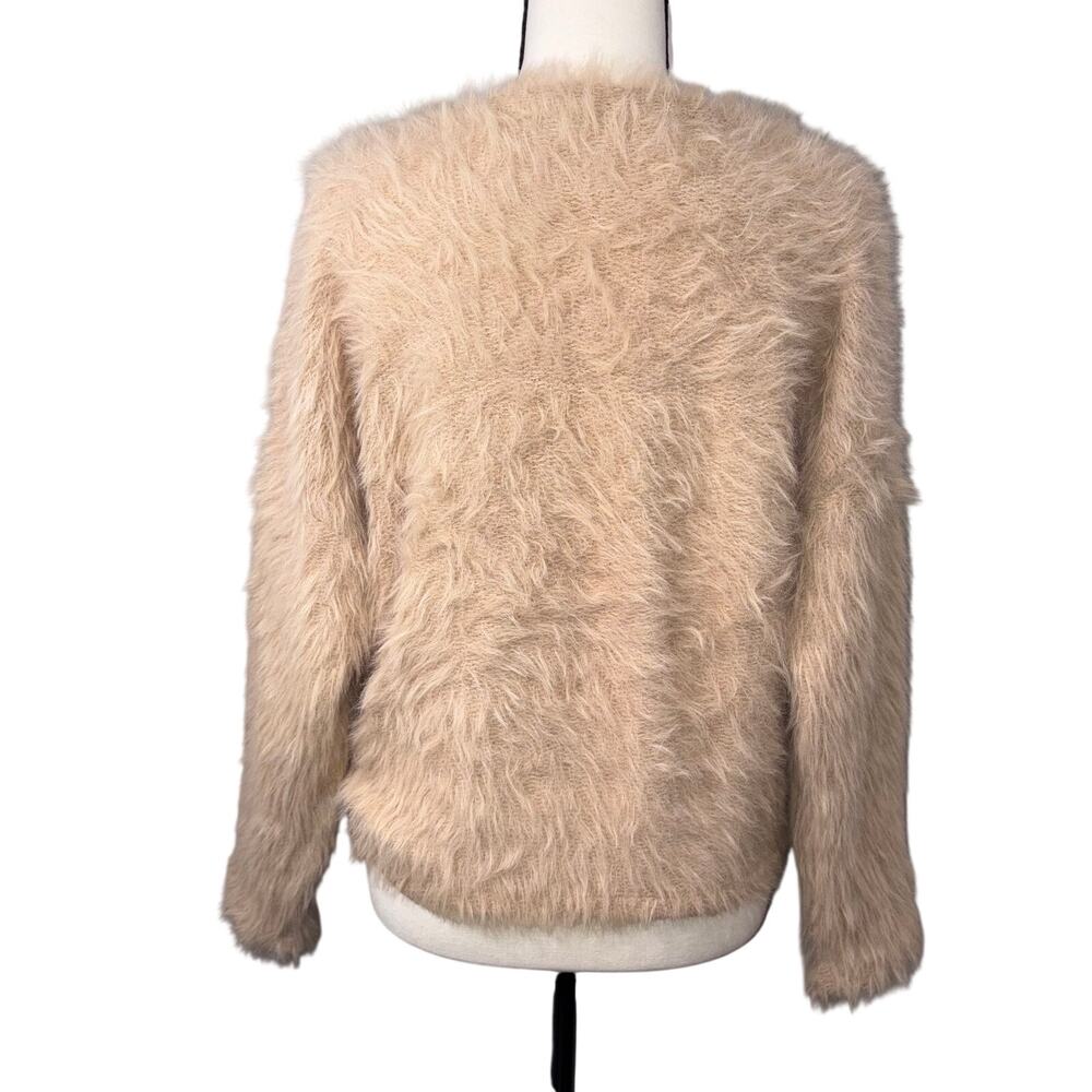 Truth by Republic Shaggy Fuzzy Knit Sweater size S Beige Cozy Y2k - Picture 3 of 10